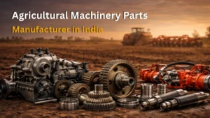 Agricultural machinery parts in a farm field