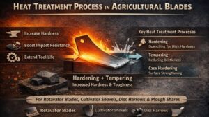 Heat treatment of a farm blade showing hardening and tempering.