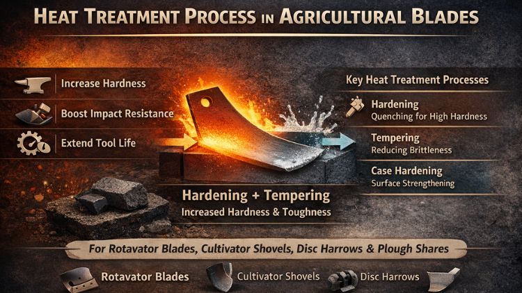Heat treatment of a farm blade showing hardening and tempering.