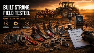 Agricultural machinery parts quality testing in field conditions