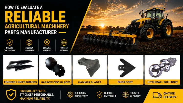Reliable agricultural machinery parts including disc harrow, disc blades, tiller blade, knife guards for large-scale farming.