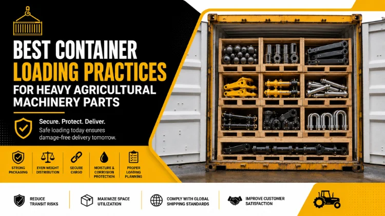 The banner is for loading agricultural machinery parts into containers.
