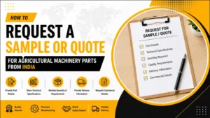 Request a sample or quote for agri machinery parts from India banner.